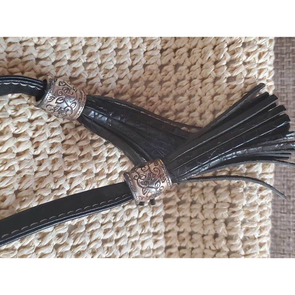 Brighton Handbag Woven StrawShoulder Purse Leather Trim Handles Charm Tassels - Picture 11 of 12